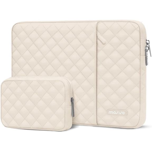 MOSISO Laptop Case 15 inch, 15 inch Laptop Sleeve Compatible with MacBook Air M4 M3 M2 2025 2024 2023, Dell XPS Plus, Square Quilted Vertical Computer Bag with Pocket&Small Case