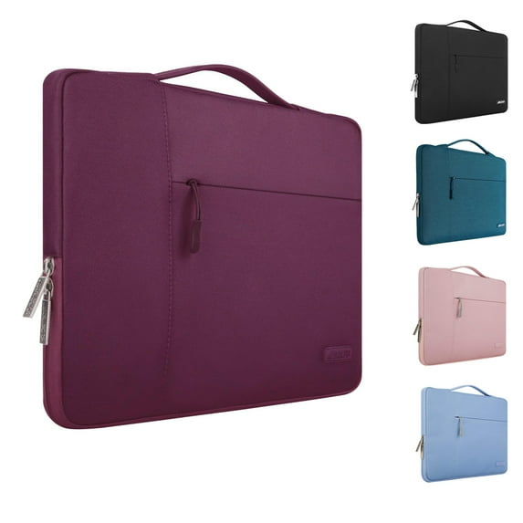 MOSISO Laptop Sleeve 14 Inch Notebook Briefcase Handbag for ThinkPad/Chromebook Polyester Carrying Sleeve Case Bag for 15 Inch MacBook Pro With Touch Bar, Wine Red