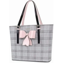 MOSISO Laptop Tote Bag for Women, PU Leather Large Capacity Travel Briefcase Work Office Handbag with Bowknot for MacBook & Notebook