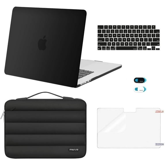 MOSISO MacBook Air 15 inch Case Compatible with 2025 2024 2023 Release M4 A3241 M3 A3114 M2 A2941 Touch ID, Hard Case&Puffy Bag&Keyboard Cover&Webcam Cover&Screen Film