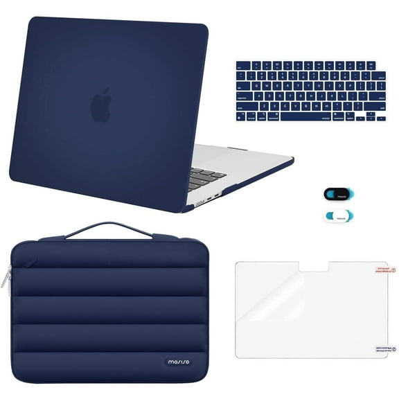 MOSISO MacBook Air 15 inch Case Compatible with 2025 2024 2023 Release M4 A3241 M3 A3114 M2 A2941 Touch ID, Hard Case&Puffy Bag&Keyboard Cover&Webcam Cover&Screen Film