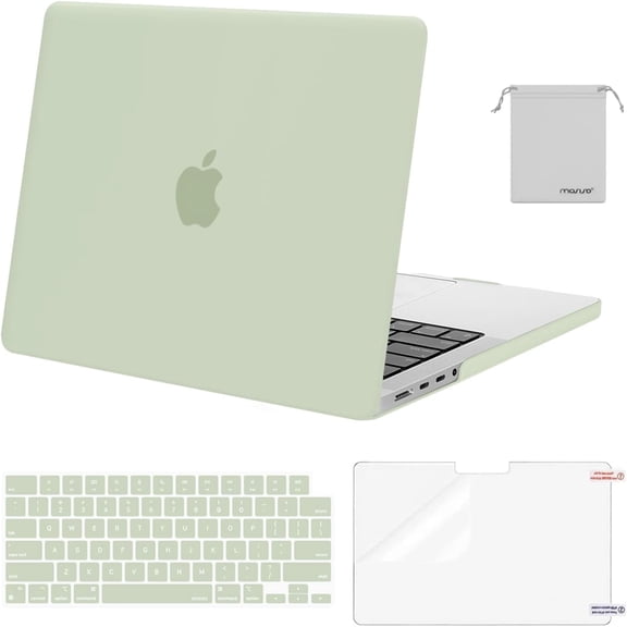 MOSISO MacBook Pro 14 inch Case 2026-2021 M5 M4 M3 M2 M1 Pro Max , Plastic Hard Shell&Keyboard Cover&Screen Film&Pouch, Sage Green