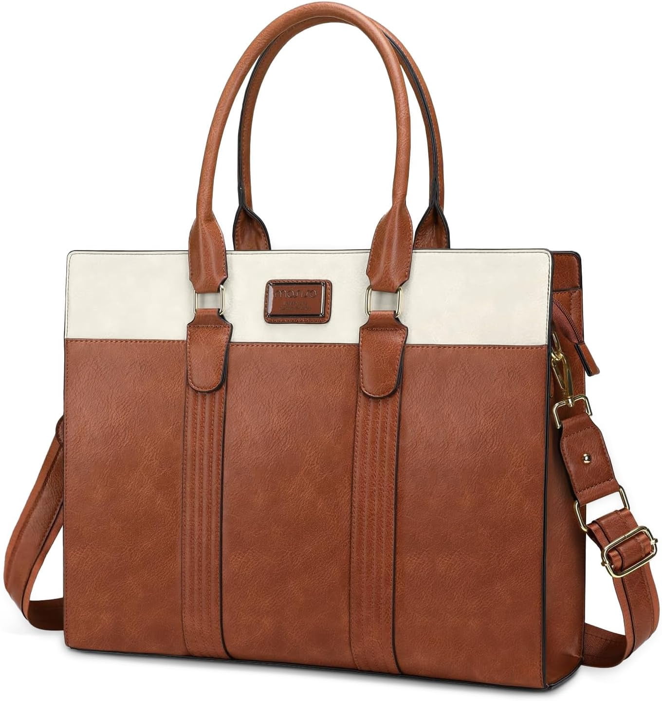 MOSISO PU Leather Laptop Bag for Women Tote Bag for 15.6 Laptop Messenger Briefcase for Travel Office