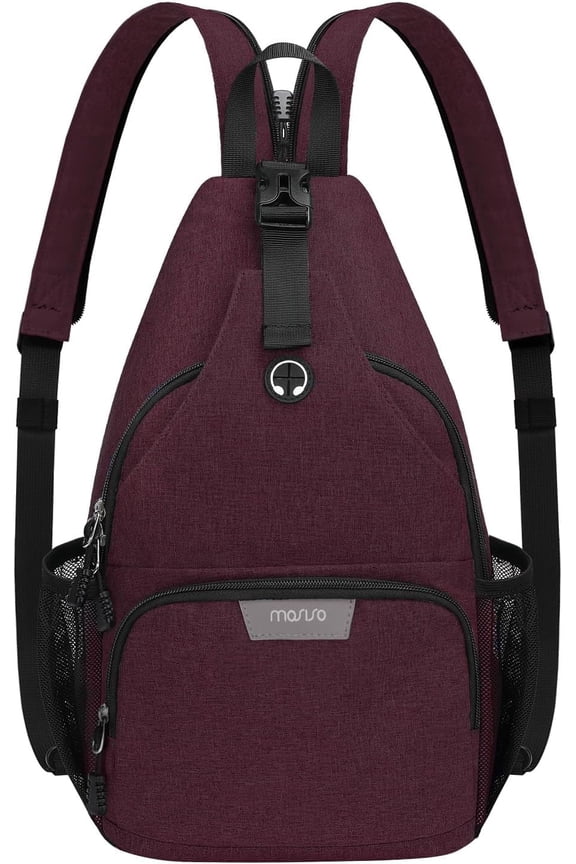 Sling Backpack Travel Hiking Daypack, Crossbody Convertible Sling Bag with Front Pocket One Shoulder Chest Bag
