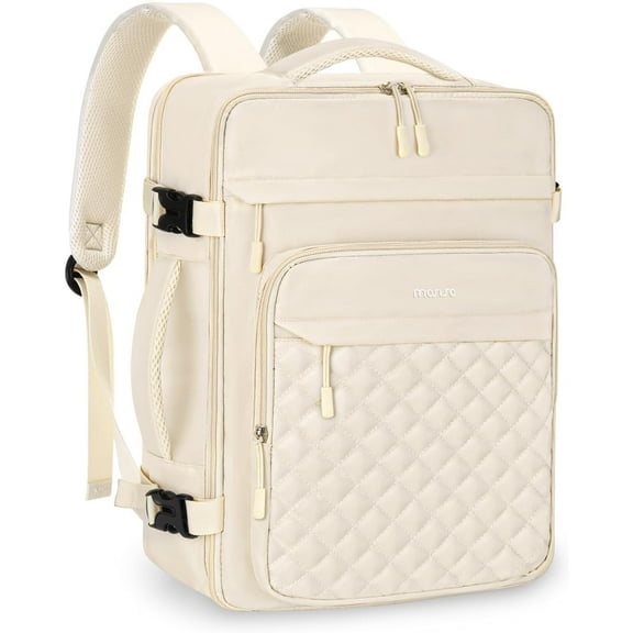 MOSISO Travel Backpack for Women Men, 15-15.6 inch Rhombus Quilted Laptop Backpack Flight Approved with Packing Cubes, 16 inch Carry on Daypack with USB Port for College Work Business