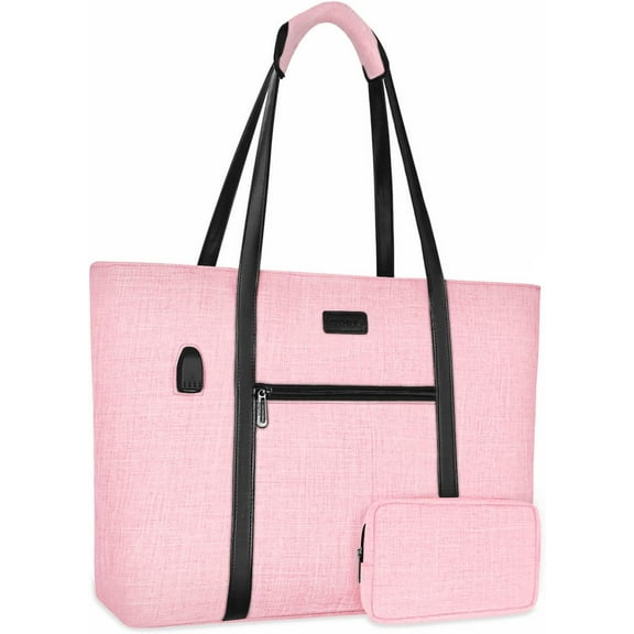 MOSISO USB Port Laptop Tote Bag for Women,Compatible with MacBook, 17-17.3 inch Notebook and Chromebook, Work Travel Business Computer Bag with Small Purse