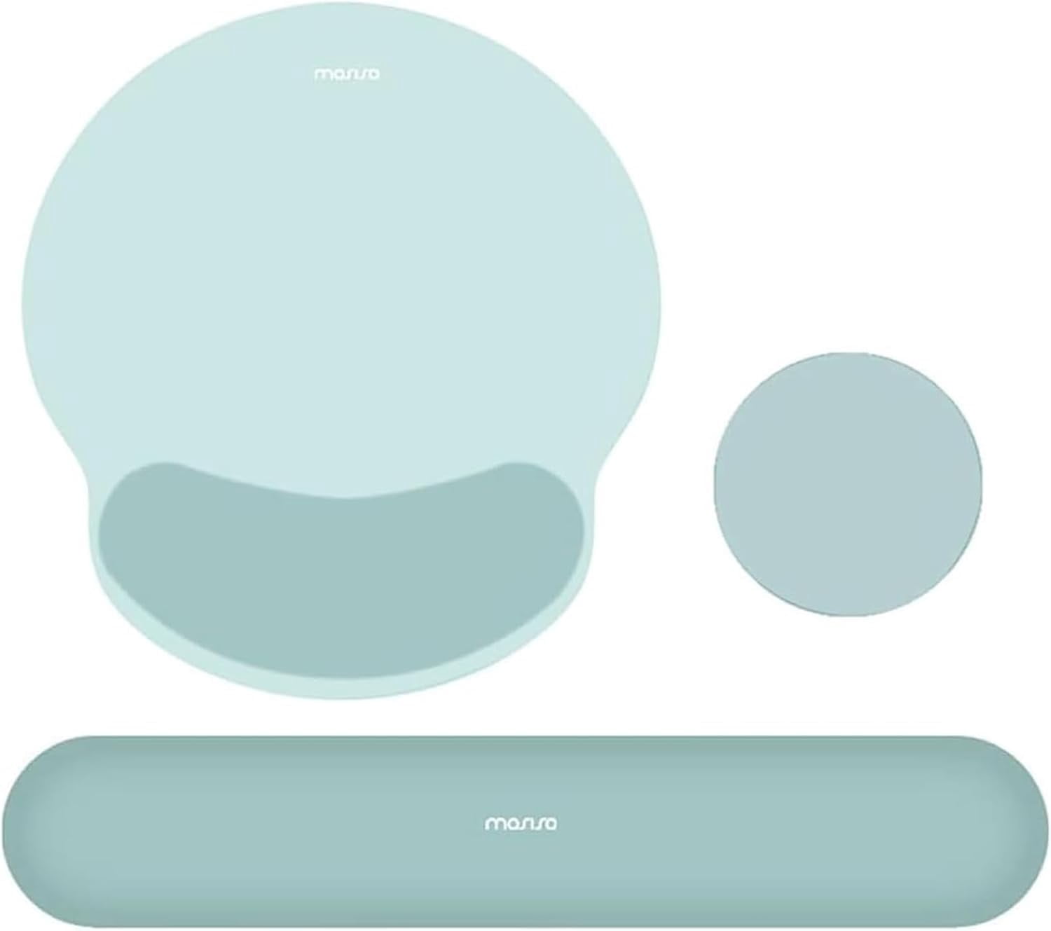 MOSISO Wrist Rest Support for Mouse Pad&Keyboard Set, Circle Curved Ergonomic Mousepad&Coaster Non-Slip Base Home/Office Pain Relief&Easy Typing Pad with Soft Cloth&Silicone Lining