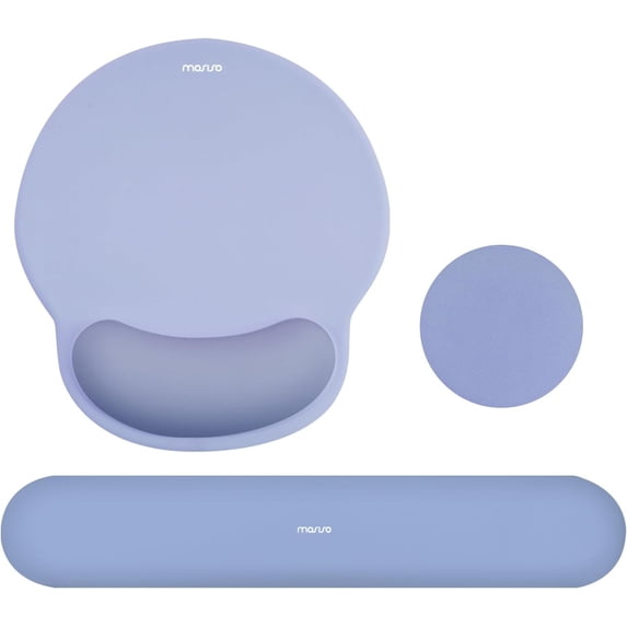 MOSISO Wrist Rest Support for Mouse Pad&Keyboard Set, Circle Curved Ergonomic Mousepad&Coaster Non-Slip Base Home/Office Pain Relief&Easy Typing Pad with Soft Cloth&Silicone Lining
