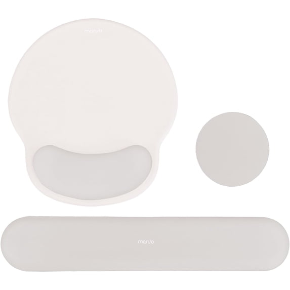 MOSISO Wrist Rest Support for Mouse Pad&Keyboard Set, Circle Curved Ergonomic Mousepad&Coaster Non-Slip Base Home/Office Pain Relief&Easy Typing Pad with Soft Cloth&Silicone Lining
