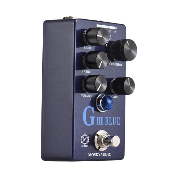 MOSKYAUDIO G III BLUE Electric Guitar Effects Pedal Preamp/Overdrive/Distortion - 11.5cm / 4.5-inch True Bypass