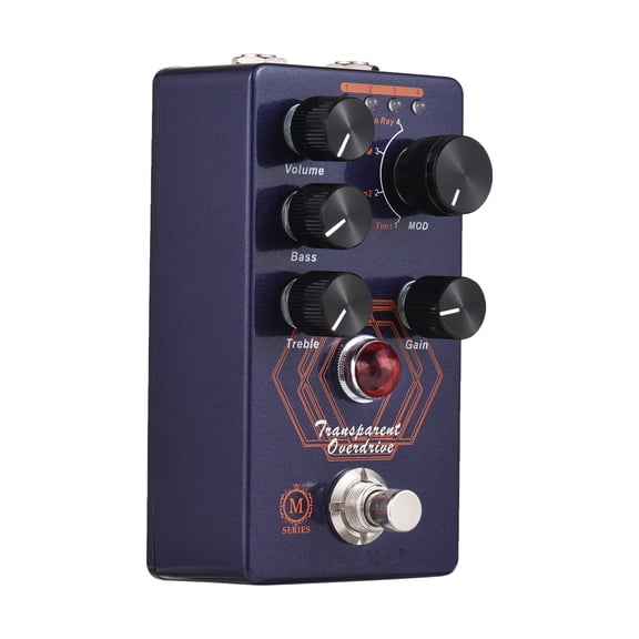 MOSKYAudio Transparent Overdrive Guitar Effect Pedal with 4-Mode Switch, Volume, Bass, Treble, and Gain Controls, Compact Digital Effector for Electric Guitars (4.80 inches / 122 mm)