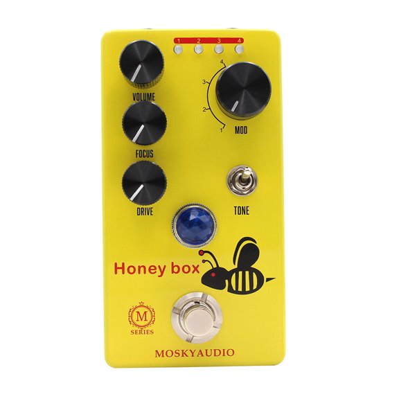 MOSKYaudio Honey Box Drive Guitar Bass Effect Pedal Overdrive Volume/Drive/Focus/4-Mode Knob With True Bypass Electric Guitar Effector