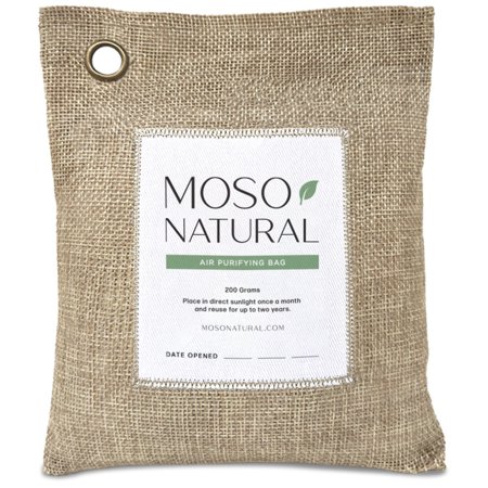 Moso Natural Air Purifying Bag, 200g Beige, Bamboo Charcoal Odor Absorber and Small Space Deodorizer, Closet Odor Eliminator and Car Air Freshener