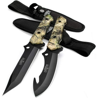 Mossy Oak Fixed Blade Gut Hook Knife, 9.5-inch Full Tang Field Processing  Knife - Wooden Handle, Leather Sheath Included, for Skinning, Hunting,  Outdoors 