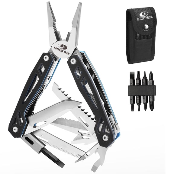 MOSSY OAK Multitool, 21-in-1 Stainless Steel Pocket Knife with G10 Handle, Screwdriver Sleeve, Self-locking Pliers with Sheath-Perfect for Outdoor, Survival, Camping, Hiking, Simple Repair