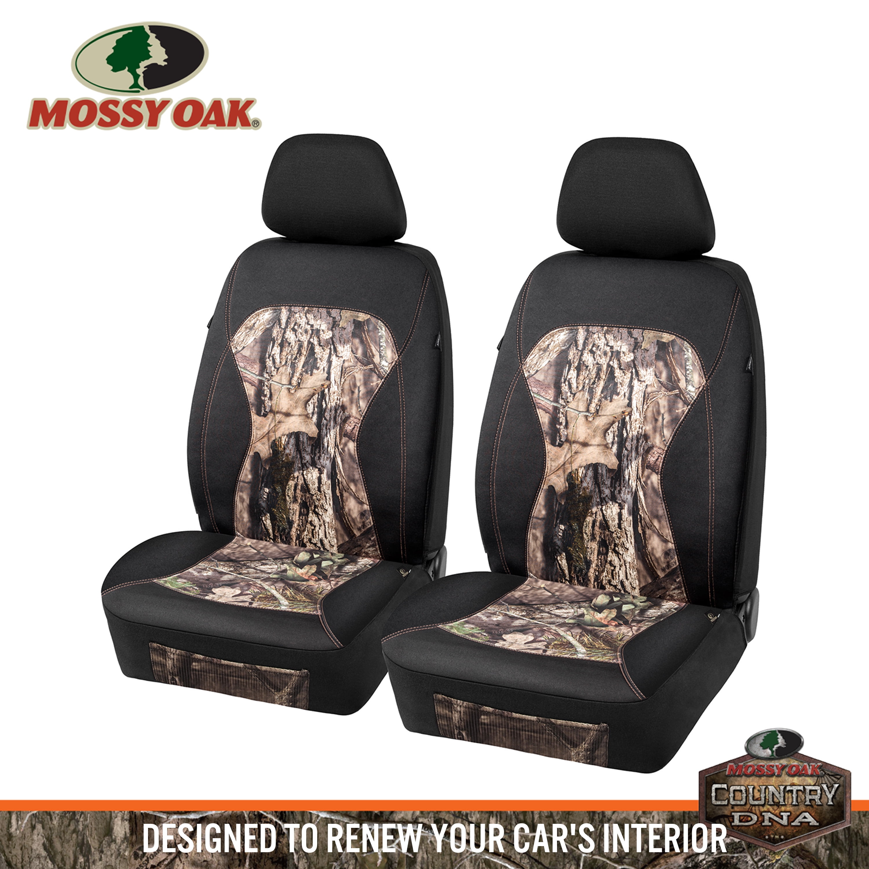 MOSSY Oak Low Back Camo Seat Covers, Airbag Compatible, Universial Fit, Fit Most Bucket Seats - Made with Premium Waterproof Neoprene Fabric - Official Licensed Product