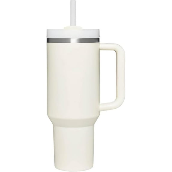 MOSTA Stainless steel tumbler 1.2 liter, Chill for 11 hours, Freeze for 48 hours, Water bottle with straw, handle and lid ,Dishwasher safe , Travel mug for cold or hot drinks,White