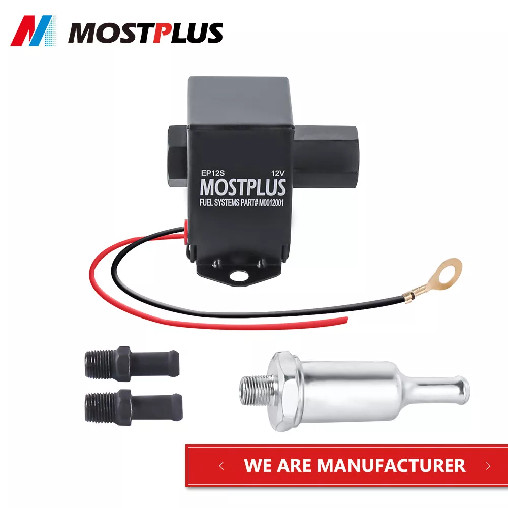 MOSTPLUS 1PC Universal 12V Electrical Fuel Pump 2-4 PSI Inline Low Pressure Gas Diesel