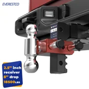 MOSTPLUS 2.5 Inch Hitch Receiver 8 Inch Drop Adjustable Trailer Hitch Ball Mount with Dual Trailer Balls 18500 lbs Capacity