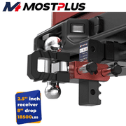 MOSTPLUS 2.5 Inch Hitch Receiver 8 Inch Drop Adjustable Trailer Hitch Ball Mount with Trailer Ball and Hook 18500 lbs Capacity
