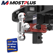 MOSTPLUS 2.5 Inch Hitch Receiver 8 Inch Drop Adjustable Trailer Hitch Ball Mount with Triple Trailer Balls 18500 lbs Capacity