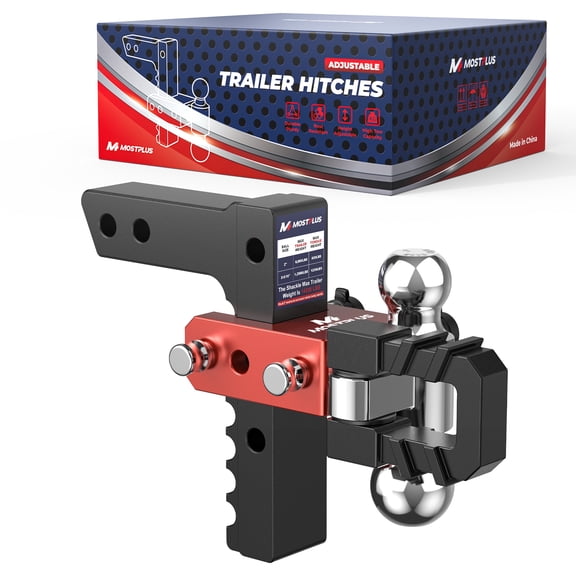 MOSTPLUS 2 Inch Hitch Receiver 8 Inch Drop Adjustable Trailer Hitch Ball Mount with Trailer Ball and Hook 14330 lbs Capacity
