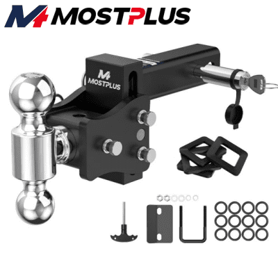 MOSTPLUS 2" Receiver 4" Drop/Rise Adjustable Tow Hitch Dual Ball Mount Trailer 15000lbs