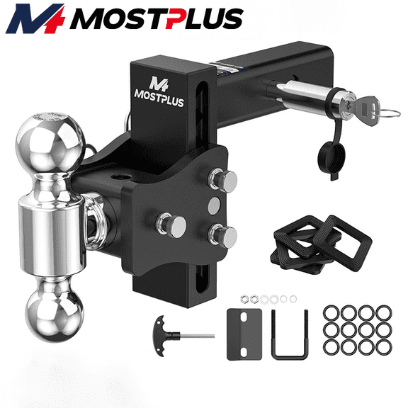 MOSTPLUS 2" Receiver 6" Drop/Rise Adjustable Tow Hitch Dual Ball Mount Trailer 15000 lb