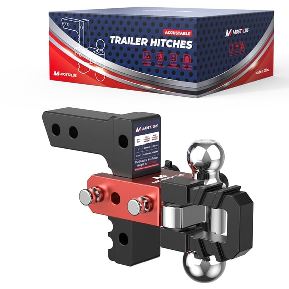 MOSTPLUS 2 Inch Hitch Receiver 6 Inch Drop Adjustable Trailer Hitch Ball Mount with Trailer Ball and Hook 14330 lbs Capacity