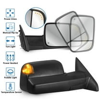 MOSTPLUS 2PC Power Heated Tow Mirrors w/ Puddle Lights Turn Signal for 2009-2018 Ram 1500