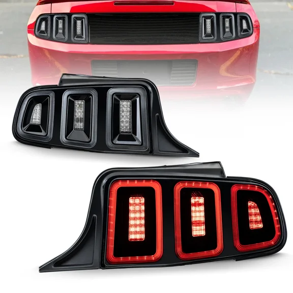 MOSTPLUS 2PCS Black Sequential Led Tail Lights for 2010-2014 Ford Mustang W/ Brake Lamps