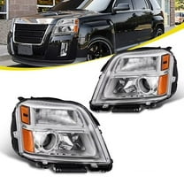 MOSTPLUS 2PCS Chrome Headlights Headlamp Assembly for 2010-2015 GMC Terrain SIE/SLT
