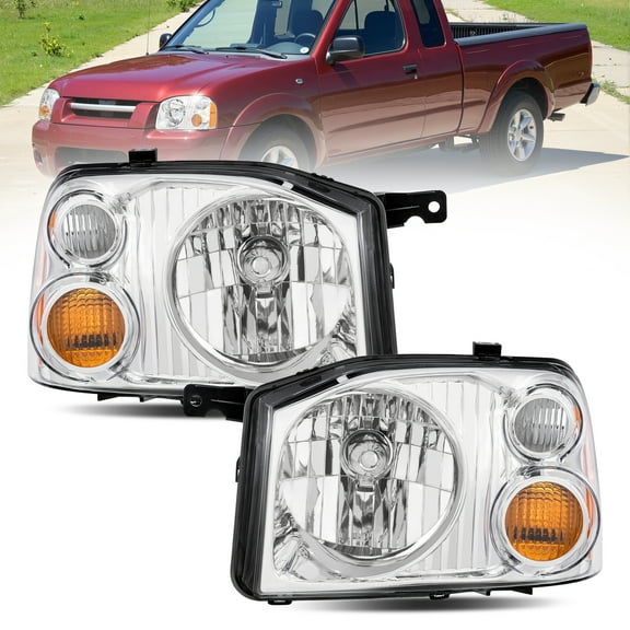 MOSTPLUS 2PCS Chrome Headlights Headlamps for 2001-2004 Nissan Frontier Base XE New