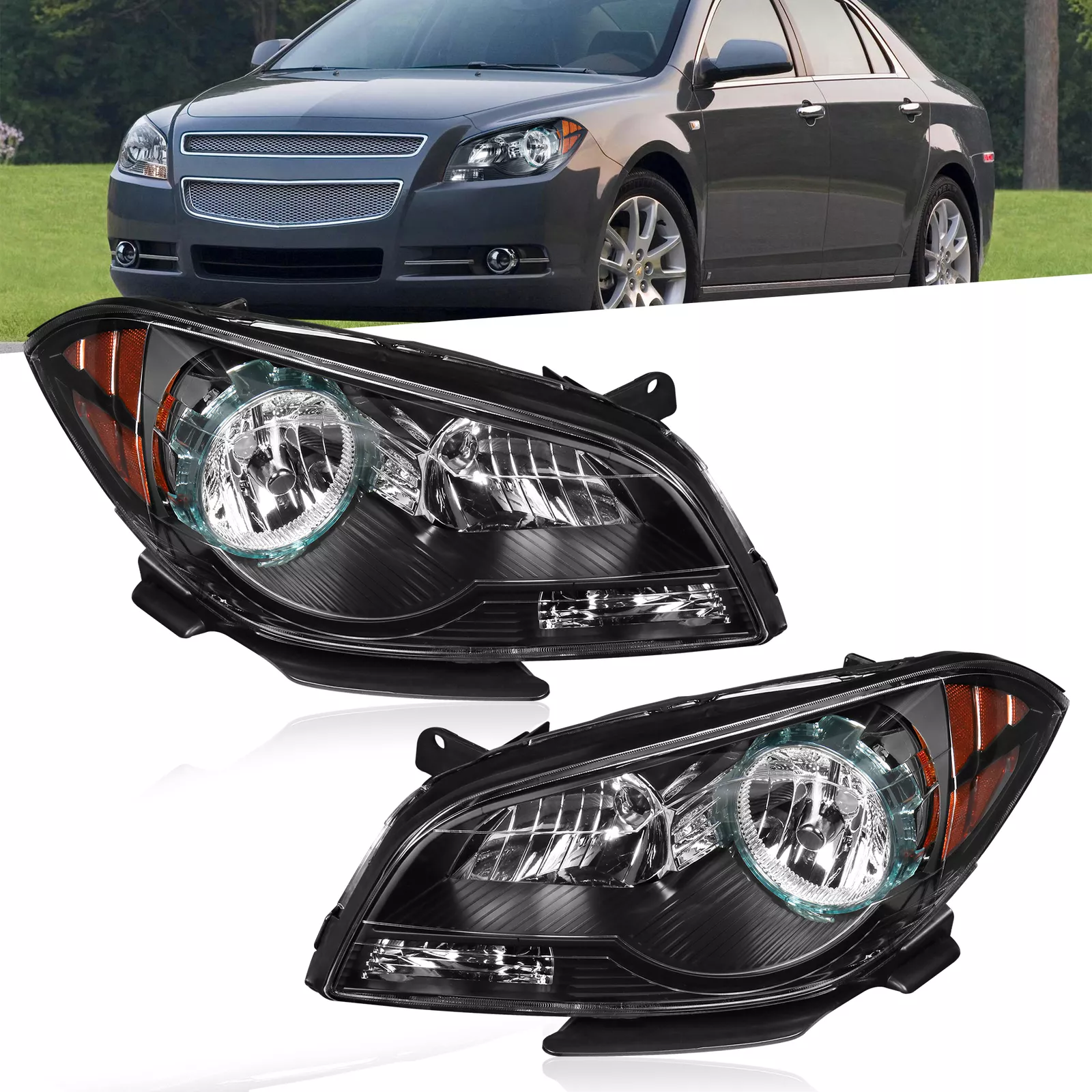 MOSTPLUS 2PCS Headlights for 2008-2012 Chevy Malibu with Black Housing  Clear Lens - Walmart Business Supplies, image size:1600x1600
