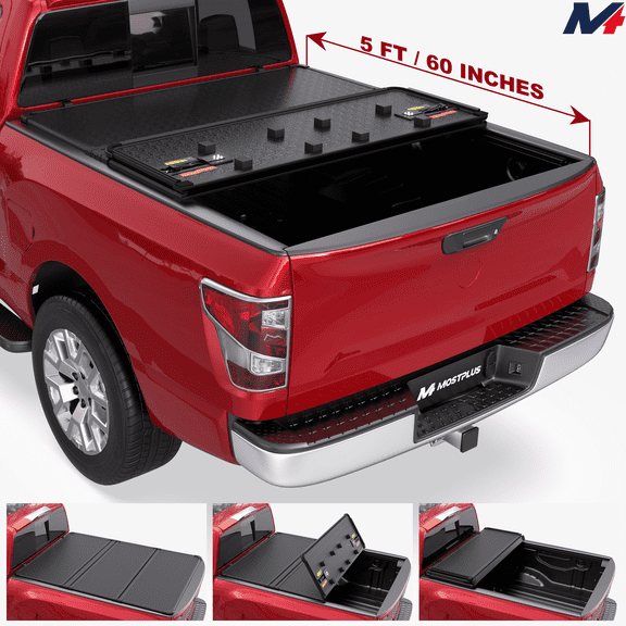 MOSTPLUS 3-Fold 5FT Hard Solid Truck Bed Cover for 2006-2026 Nissan Frontier Tonneau Cover