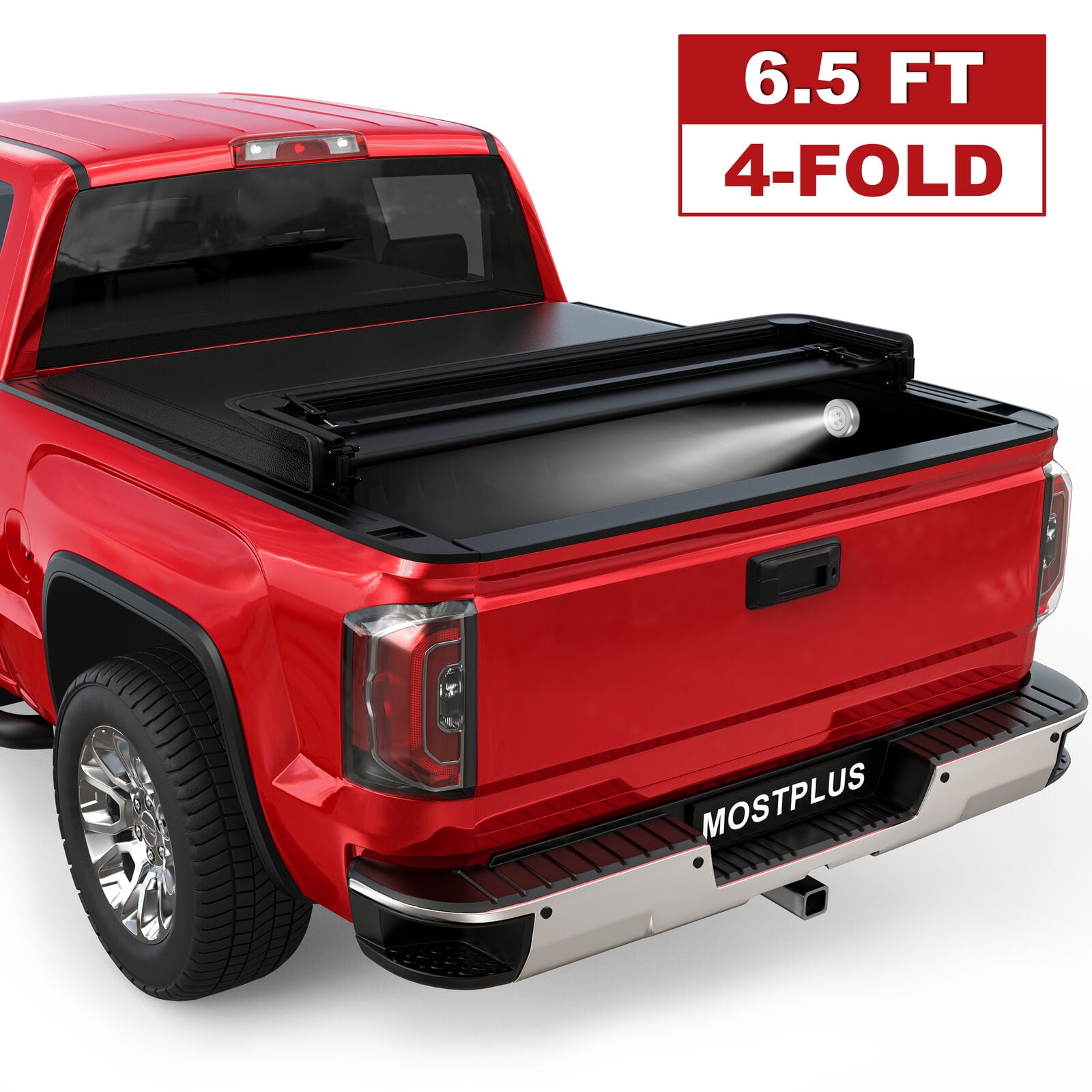 6.5FT 4-Fold Soft Tonneau Cover - Waterproof Bed Cover For 2014-2019 Silverado/Sierra