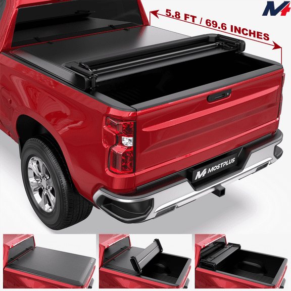 MOSTPLUS 4 Fold 5.8FT Bed Soft Truck Tonneau Cover for 19-24 Chevy Silverado GMC Sierra
