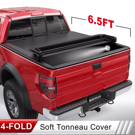 MOSTPLUS 4-Fold 6.5FT Truck Bed Soft Tonneau Cover for 2004-2008 Ford F-150 F150 On Top