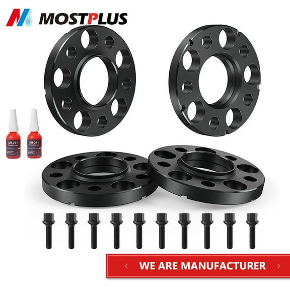 MOSTPLUS 4PCS 12.7mm & 15mm 5x112 Hubcentric Wheel Spacers w/Bolts 14x1.5 for Benz W203 W204