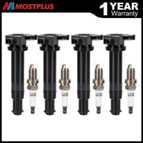 Set of 4 UF652 Engine Ignition Coils & Spark Plugs for Hyundai Kia