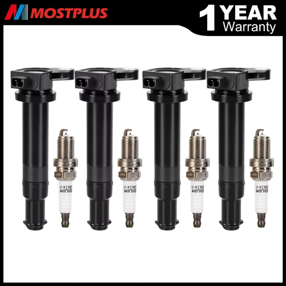 MOSTPLUS 4PCS Ignition Coils w/ Spark Plugs for 2006-2011 Hyundai Accent Kia Rio 1.6L L4