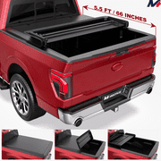 MOSTPLUS 3-Fold 5.5FT Soft Tonneau Cover for 2015-2024 Ford F150 Truck Bed w/LED
