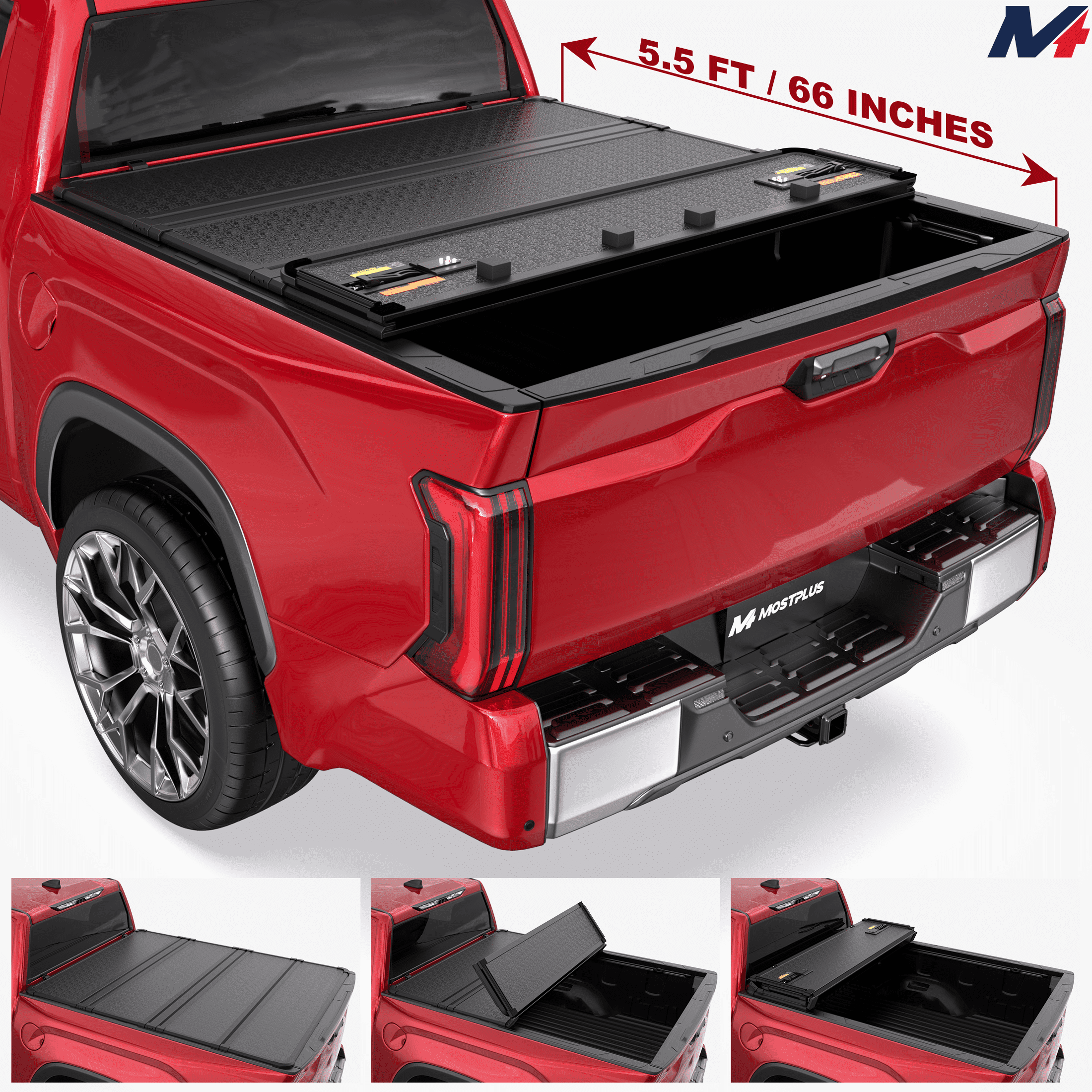 MOSTPLUS 5.5FT 4-Fold Hard Tonneau Cover for 2014-2025 2026 Toyota Tundra Truck Bed Waterproof