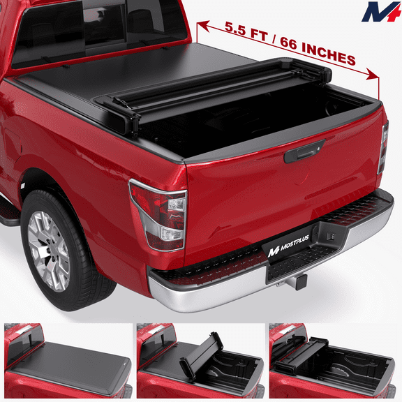 MOSTPLUS 5.5FT 4-Fold Soft Truck Bed Tonneau Cover for 2004-2015 Nissan Titan Waterproof