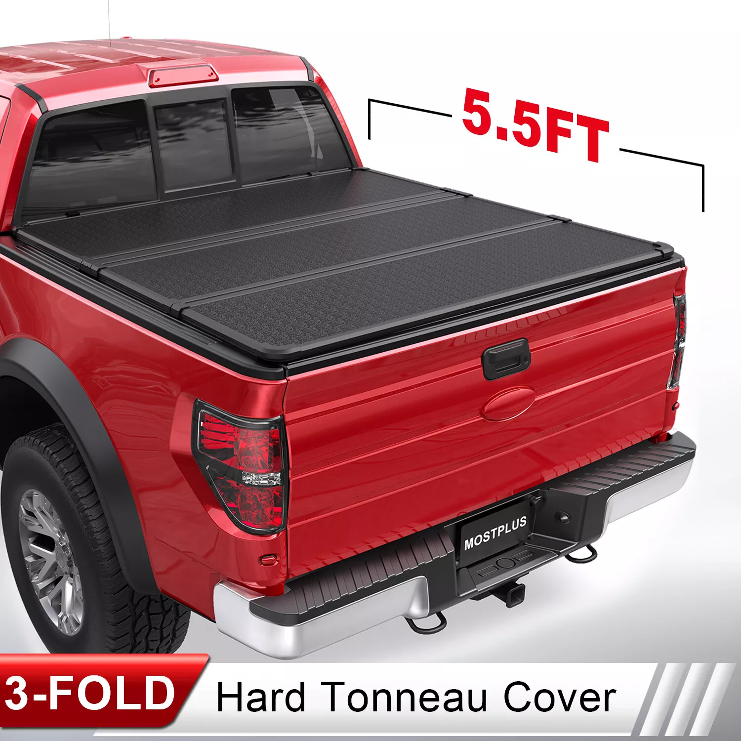 MOSTPLUS 5.5FT Hard Tonneau Cover 3-Fold for 2015-