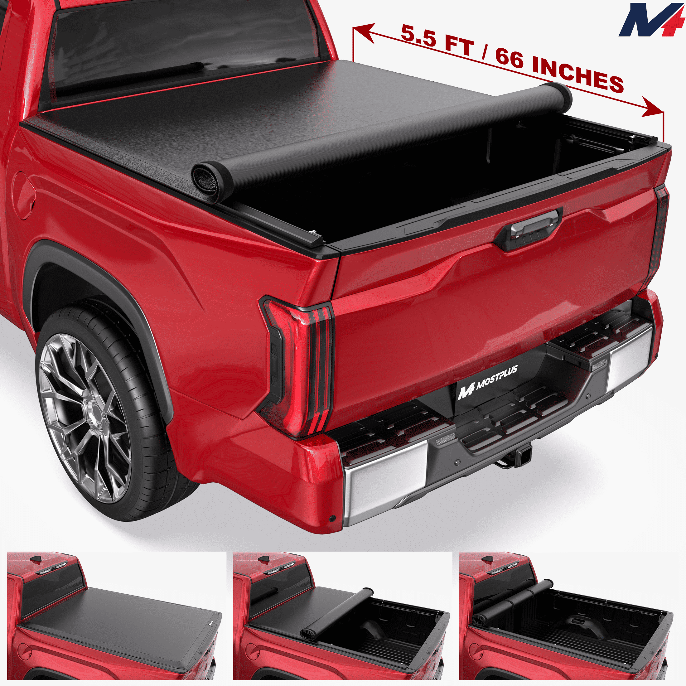 MOSTPLUS 5.5FT Soft Roll Up Tonneau Cover for 2022-2026 Toyota Tundra Truck Bed w/ LED