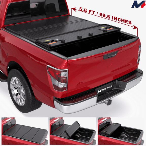 MOSTPLUS 5.7/5.8FT 4-Fold Hard Truck Bed Tonneau Cover for 2017-2026 Nissan Titan (NON-XD)