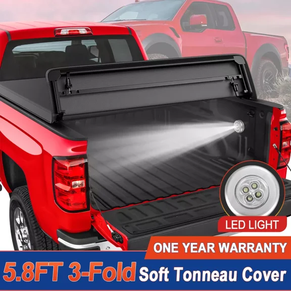 MOSTPLUS 5.8FT 3-Fold Soft Bed Tonneau Cover for 2019-2024 Silverado Sierra 1500 Truck