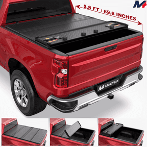MOSTPLUS 5.7FT/5.8FT 4-Fold Hard Bed Tonneau Cover for 2019 2020-2026 Silverado Sierra 1500 2500HD 3500HD