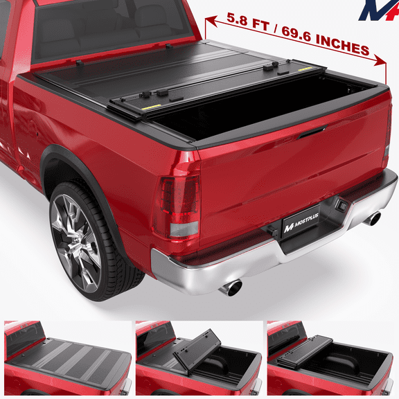 MOSTPLUS 4-Fold 5.8FT Hard Truck Bed Tonneau Cover for 2019-2026 Ram 1500 Half Low-Profile